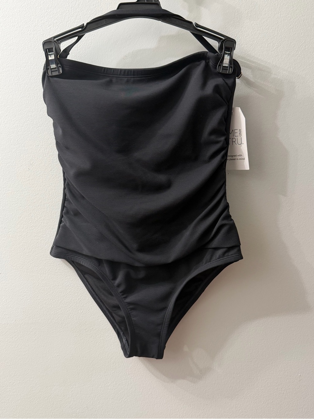 Time and Tru Black Strapless One-Piece Swimsuit